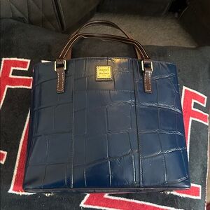 Dooney & Bourke Small Lexington Navy Croc Embossed Leather Tote Bag Women's EUC